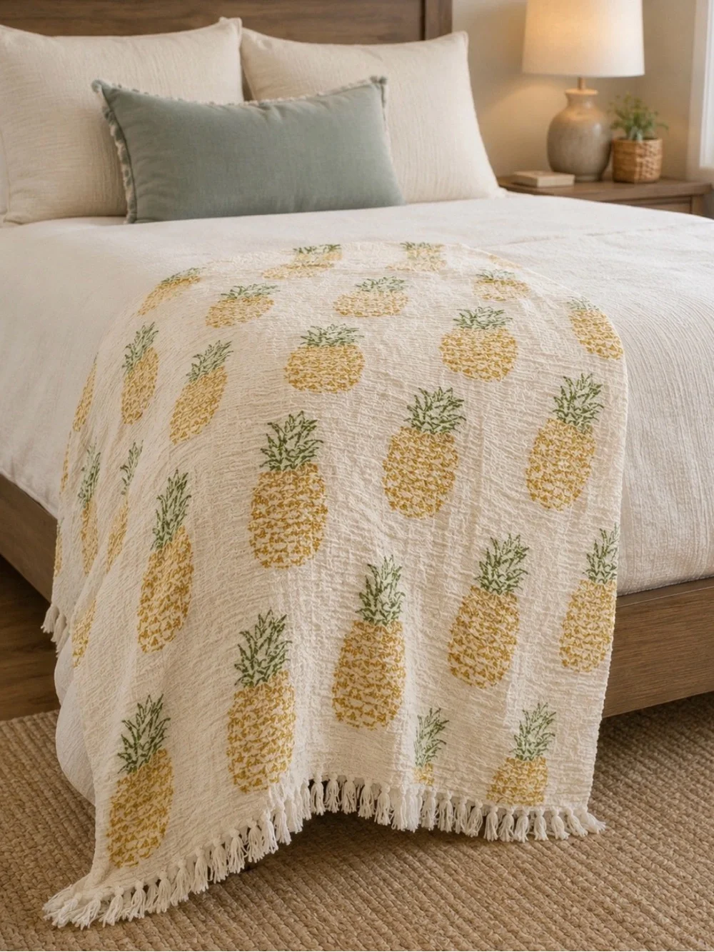 Crafted by Envogue Pineapple Print Cotton Throw